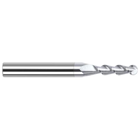 High Helix End Mill For Aluminum Alloys - Ball, 0.0310 (1/32), Shank Dia.: 1/8